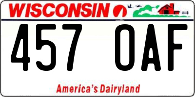 WI license plate 457OAF