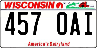 WI license plate 457OAI
