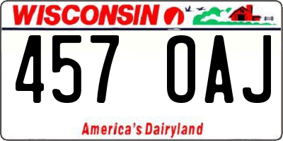 WI license plate 457OAJ