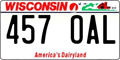 WI license plate 457OAL