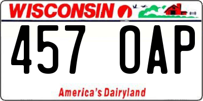 WI license plate 457OAP