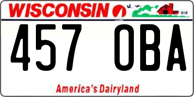 WI license plate 457OBA