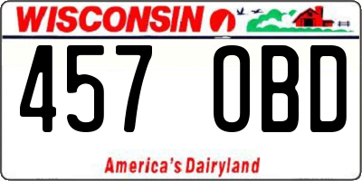 WI license plate 457OBD