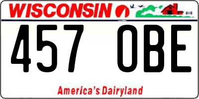 WI license plate 457OBE