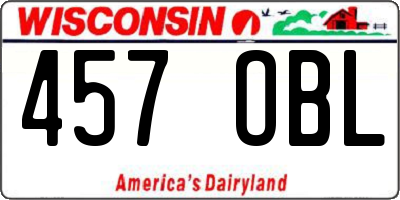 WI license plate 457OBL