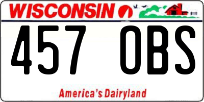 WI license plate 457OBS