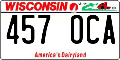 WI license plate 457OCA