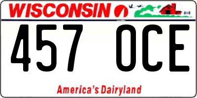 WI license plate 457OCE