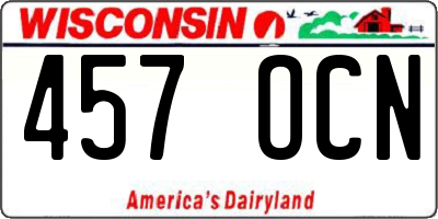WI license plate 457OCN