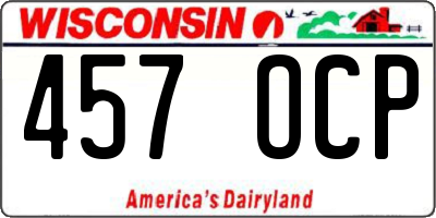 WI license plate 457OCP