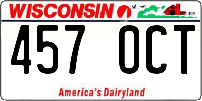 WI license plate 457OCT