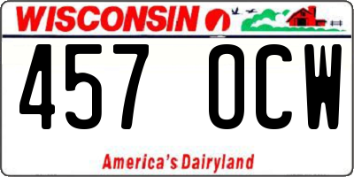 WI license plate 457OCW