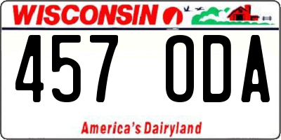 WI license plate 457ODA