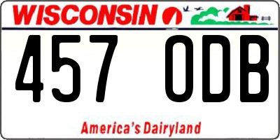 WI license plate 457ODB