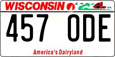WI license plate 457ODE