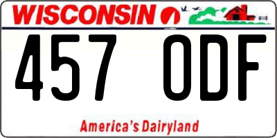 WI license plate 457ODF