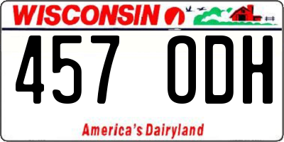 WI license plate 457ODH