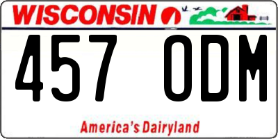 WI license plate 457ODM