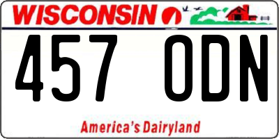 WI license plate 457ODN