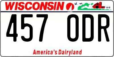 WI license plate 457ODR