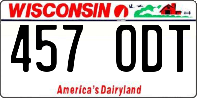 WI license plate 457ODT