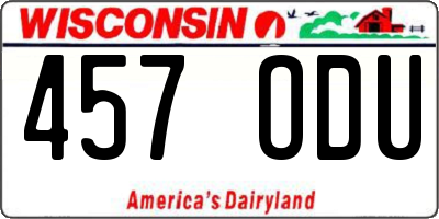 WI license plate 457ODU