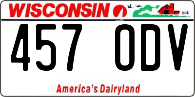 WI license plate 457ODV