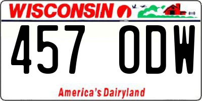 WI license plate 457ODW