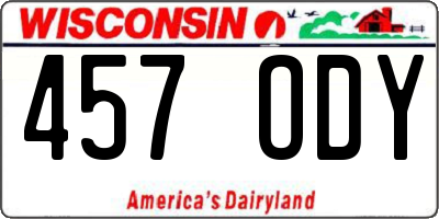 WI license plate 457ODY