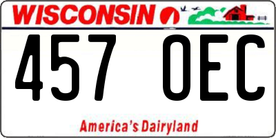 WI license plate 457OEC