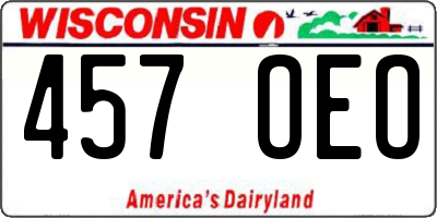 WI license plate 457OEO