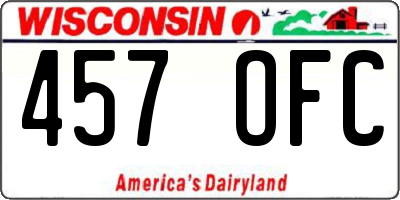 WI license plate 457OFC