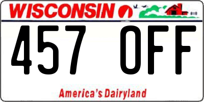 WI license plate 457OFF