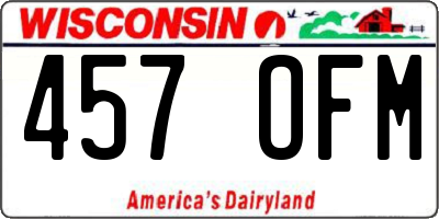 WI license plate 457OFM
