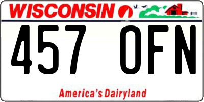 WI license plate 457OFN