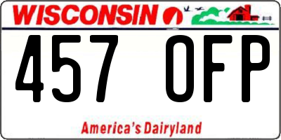 WI license plate 457OFP