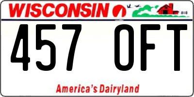 WI license plate 457OFT