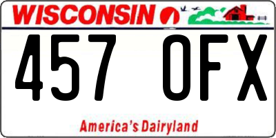 WI license plate 457OFX