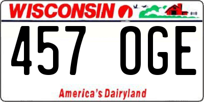 WI license plate 457OGE