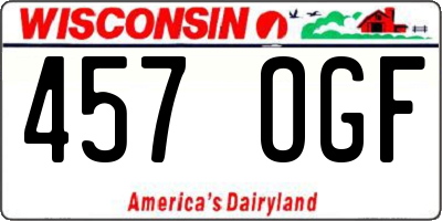 WI license plate 457OGF