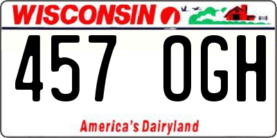 WI license plate 457OGH
