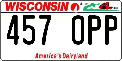 WI license plate 457OPP