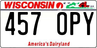 WI license plate 457OPY