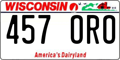 WI license plate 457ORO