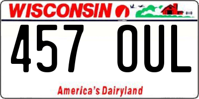 WI license plate 457OUL