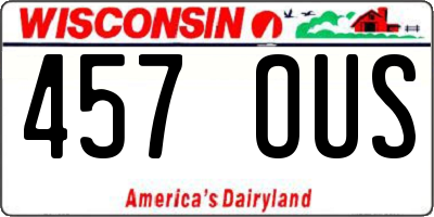 WI license plate 457OUS
