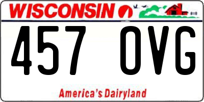 WI license plate 457OVG