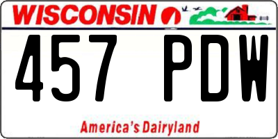 WI license plate 457PDW