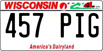 WI license plate 457PIG