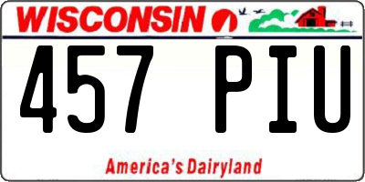 WI license plate 457PIU